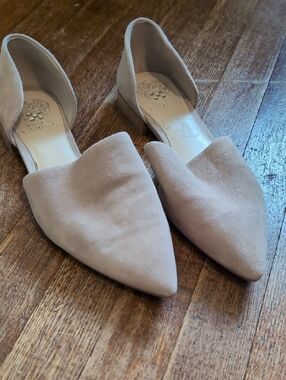 Vinca Camuto Suede Pointed Flats in Light Taupe